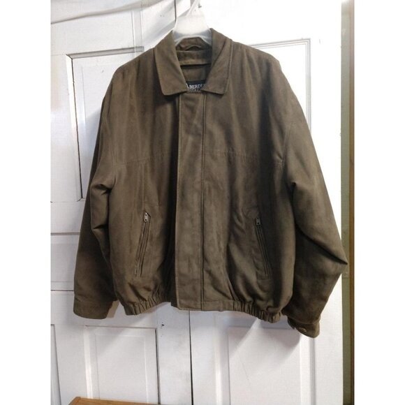 Aberdeen Collection Mens Suede Bomber Jacket Size L Zipper Pockets Brown - Picture 6 of 15